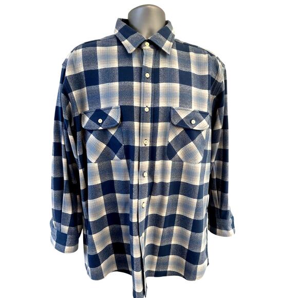 PENDLETON 'Maverick' Merino 100% Wool Plaid Shirt Button Pockets-Men's Size L - Picture 1 of 9